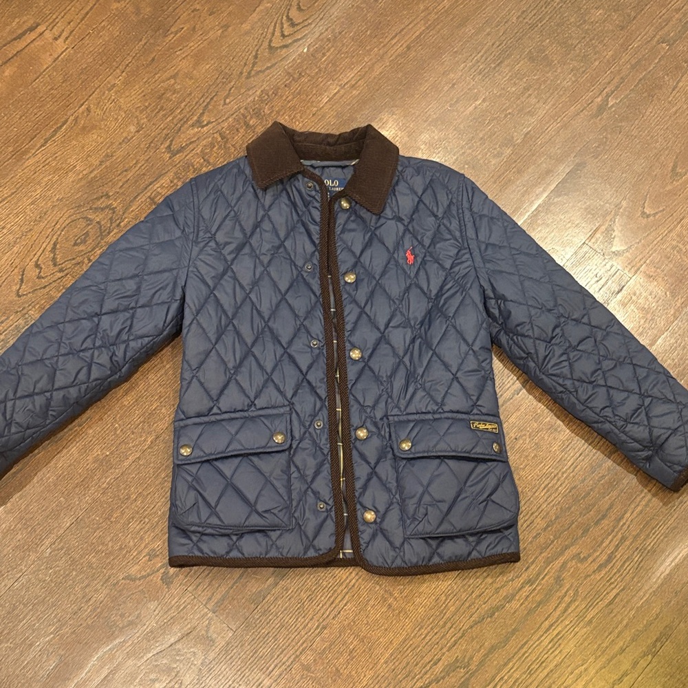Polo by Ralph Lauren Kids Barn Jacket: Blue Quilted Jacket Size 8